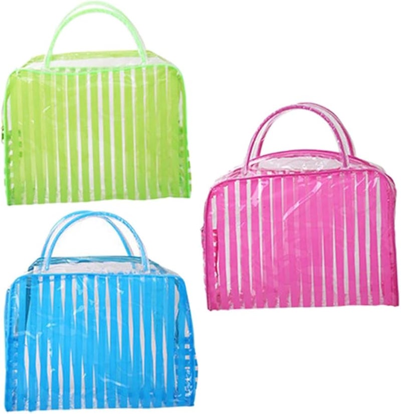 3pcs PVC Travel Toiletry Bag for Women Waterproof Cosmetic Makeup Organizer Portable - Image 1